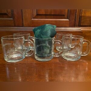 Set of 6 Glass Mugs “Mississippi River, Quad City, USA”